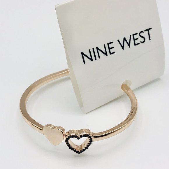 NINE WEST Rose Gold Heart Cuff Bracelet - Picture 4 of 10